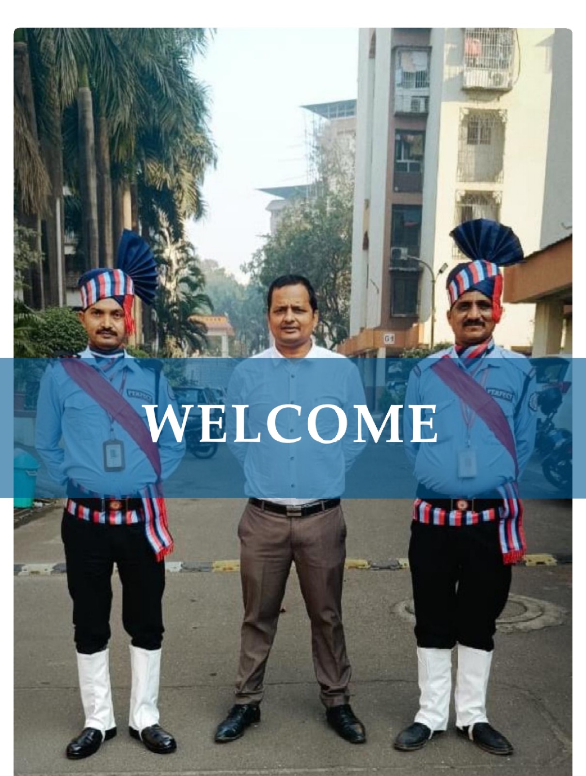 Perfect Group ceremonial guards in uniform at a residential society